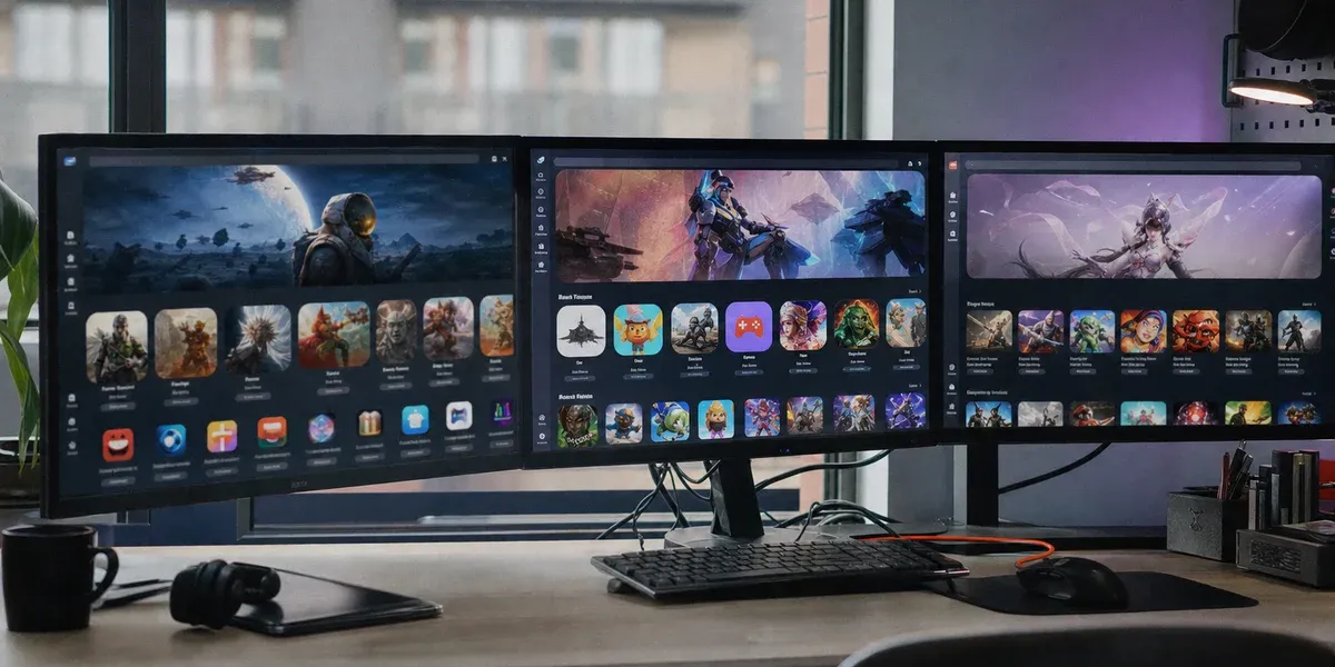 Comparaison des app stores OEM — trois téléphones Android exécutant différents jeux mobiles
