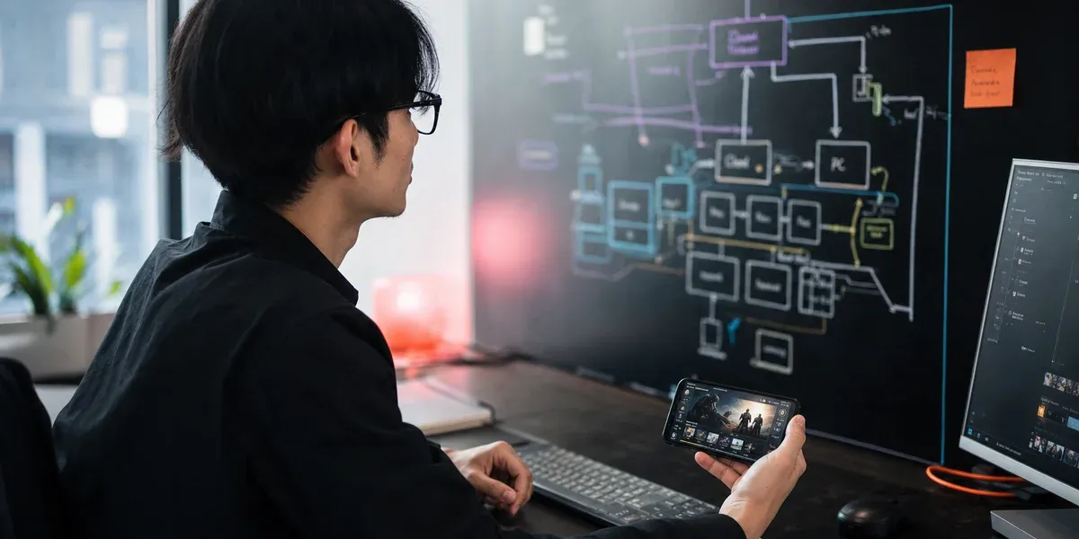 Distribution en cloud gaming — FPS sci-fi streamé sur une TV de salon via une connexion filaire