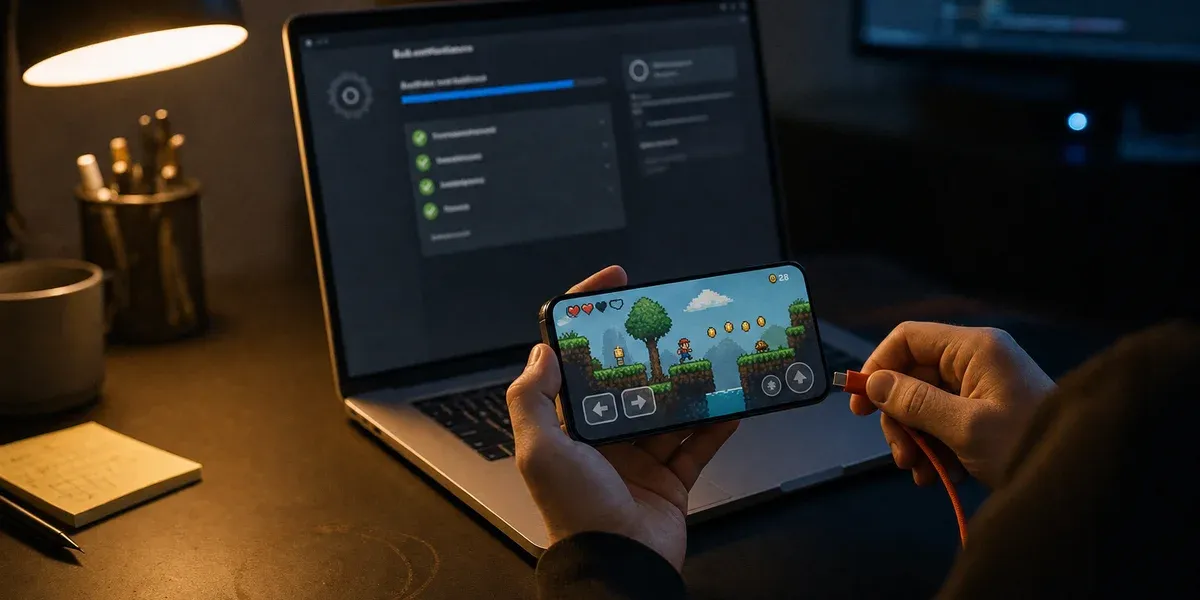 Checklist marketplace iOS de terceros — notarizando una build en iPhone de noche